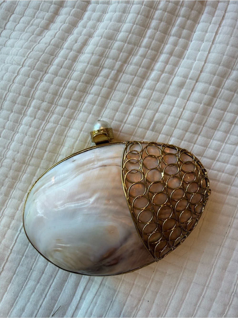 Shell & Gold Metal Statement Clutch